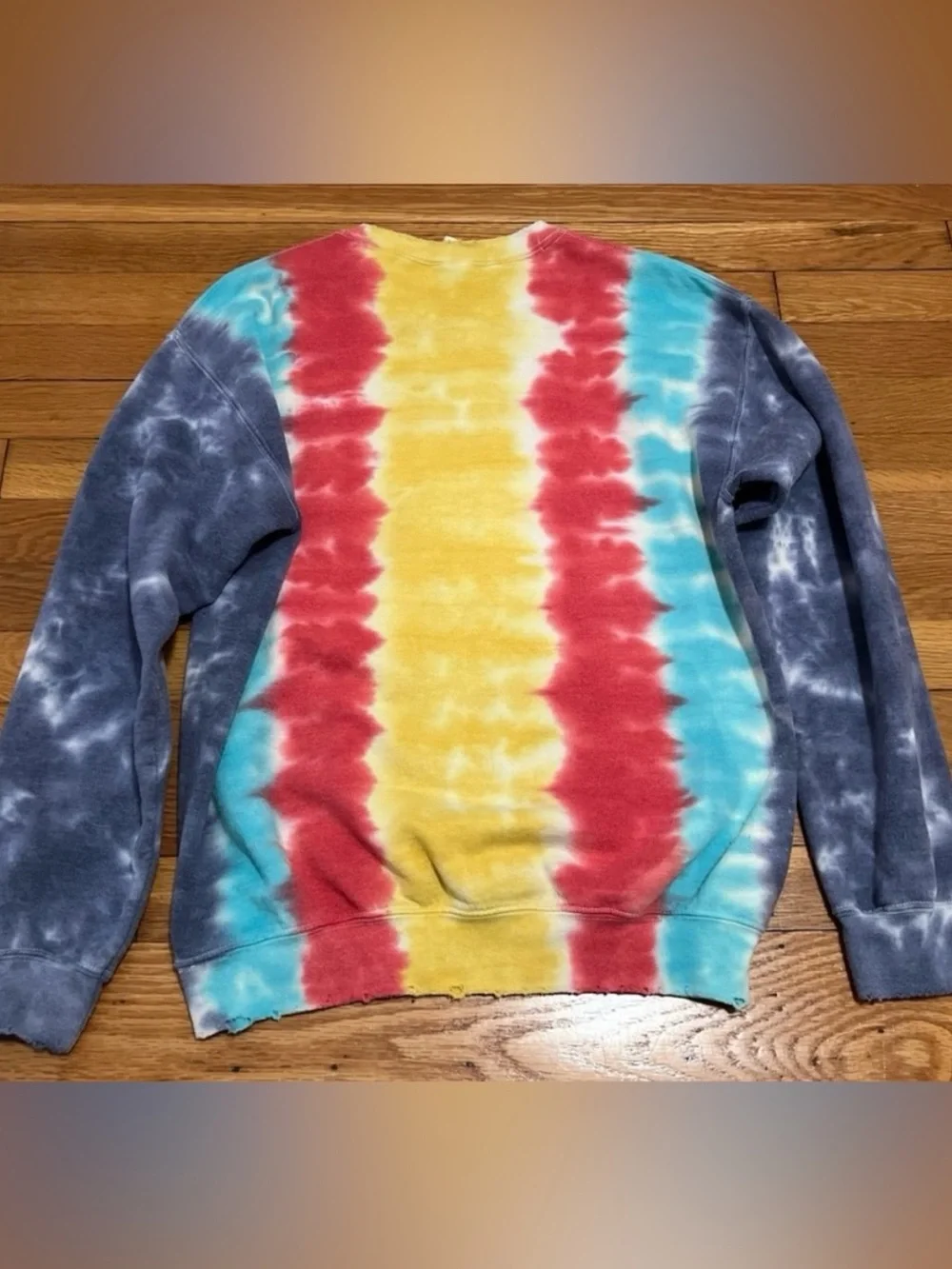 Madeworn Tie-Dye Graphic Crewneck Sweatshirt with Red Lip Print